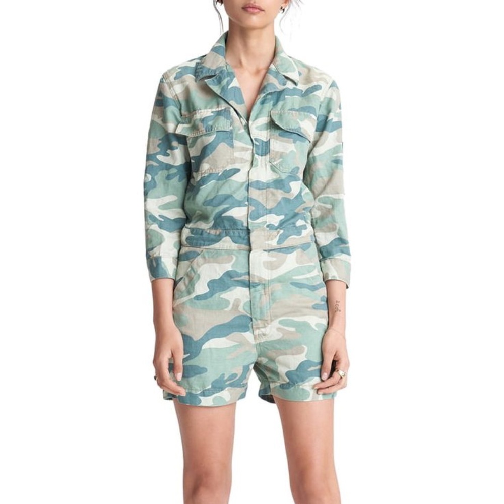 MOTHER Womens 'The Fixer' Short Camo Romper XS O